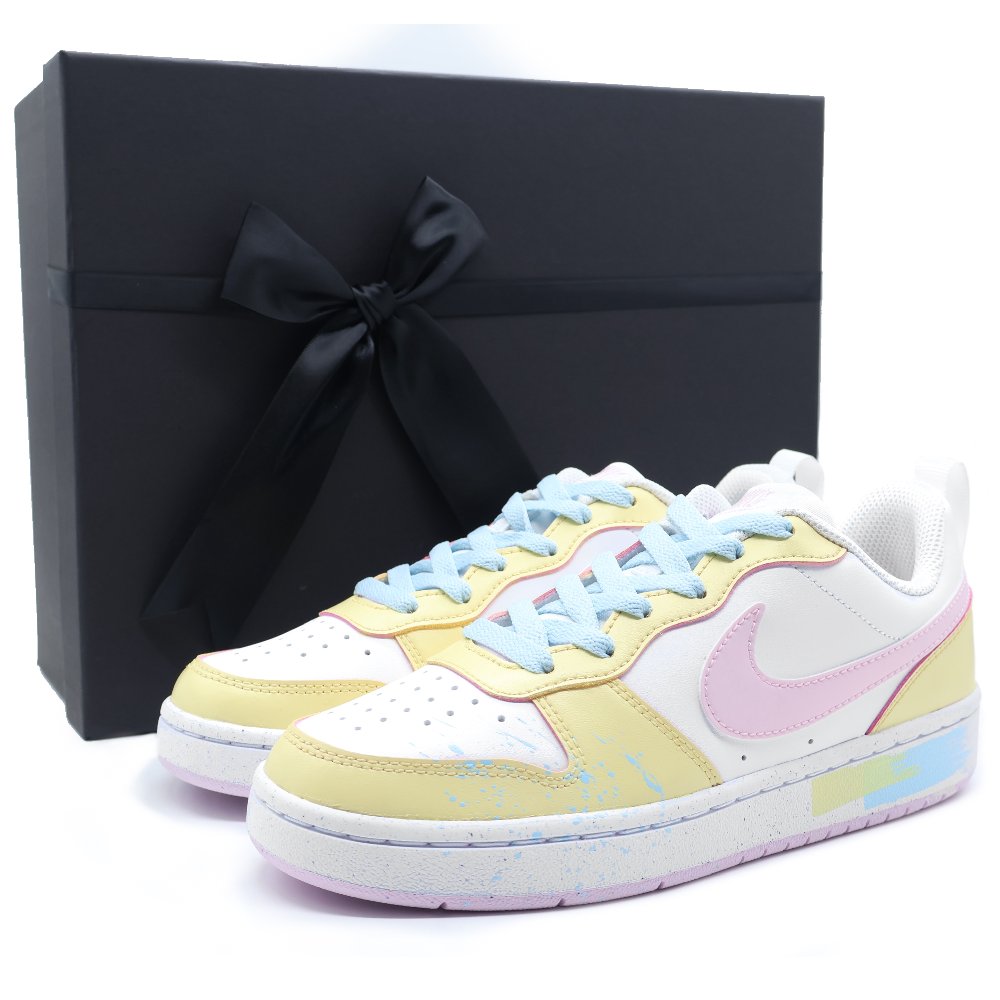 Nike Court Borough Low Top Skateboard Shoes GS Light Yellow