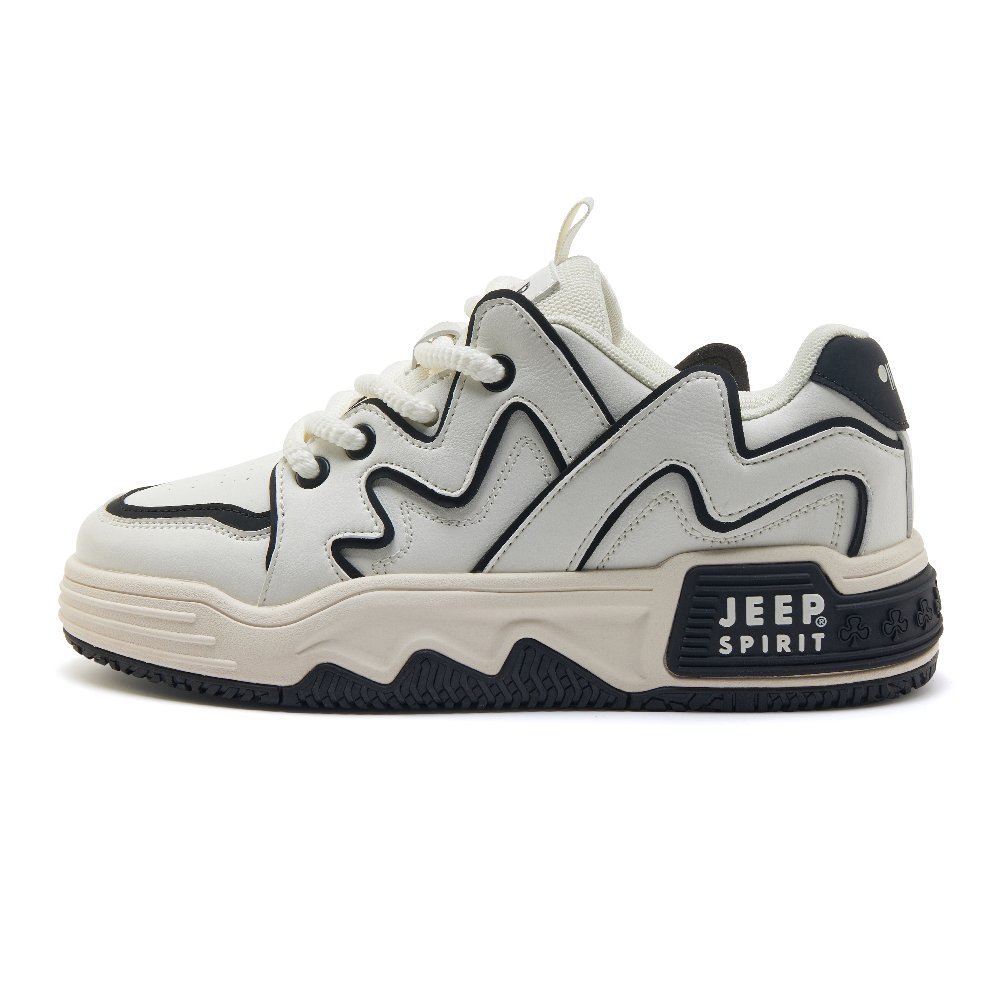 JEEP SPIRIT Waterproof Height Increase Low Top Casual Skateboard Shoes Men White