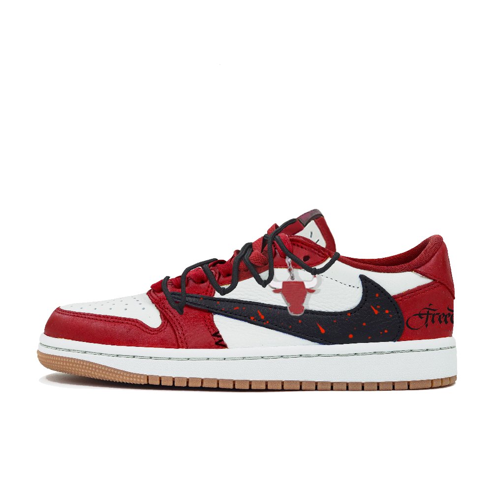 Travis Scott X Jordan Air Jordan 1 Vintage Basketball Shoes Women's Low Top White/Black