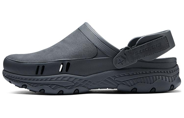 Skechers Foamies Rubber Sole Wrap-toe Slippers Men's Gray