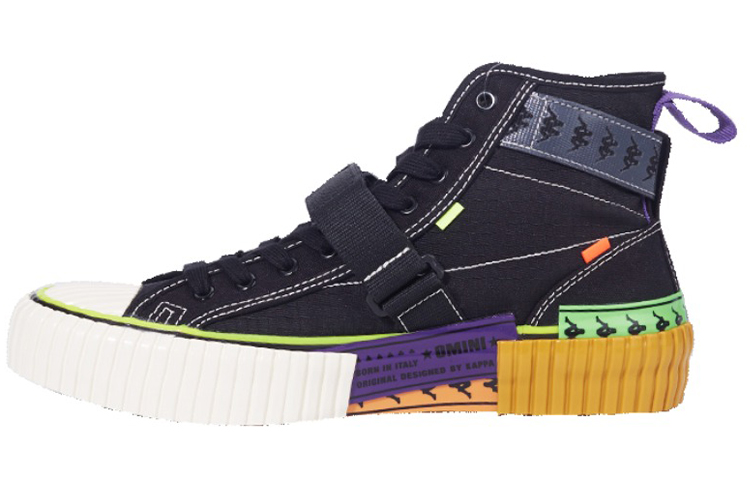 Kappa Anti-Slip Wear-Resistant High-Top Canvas Shoes Unisex Black