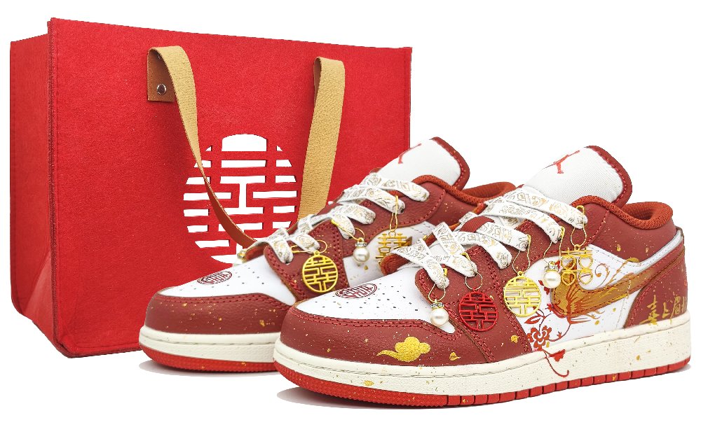 Jordan Air Jordan 1 Abrasion Resistant Low Top Vintage Basketball Shoes Unisex Red