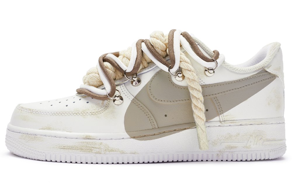 Nike Air Force 1 Air Force 1 Anti Slip Wear Resistant Low Top Skateboard Shoes Men's White Khaki