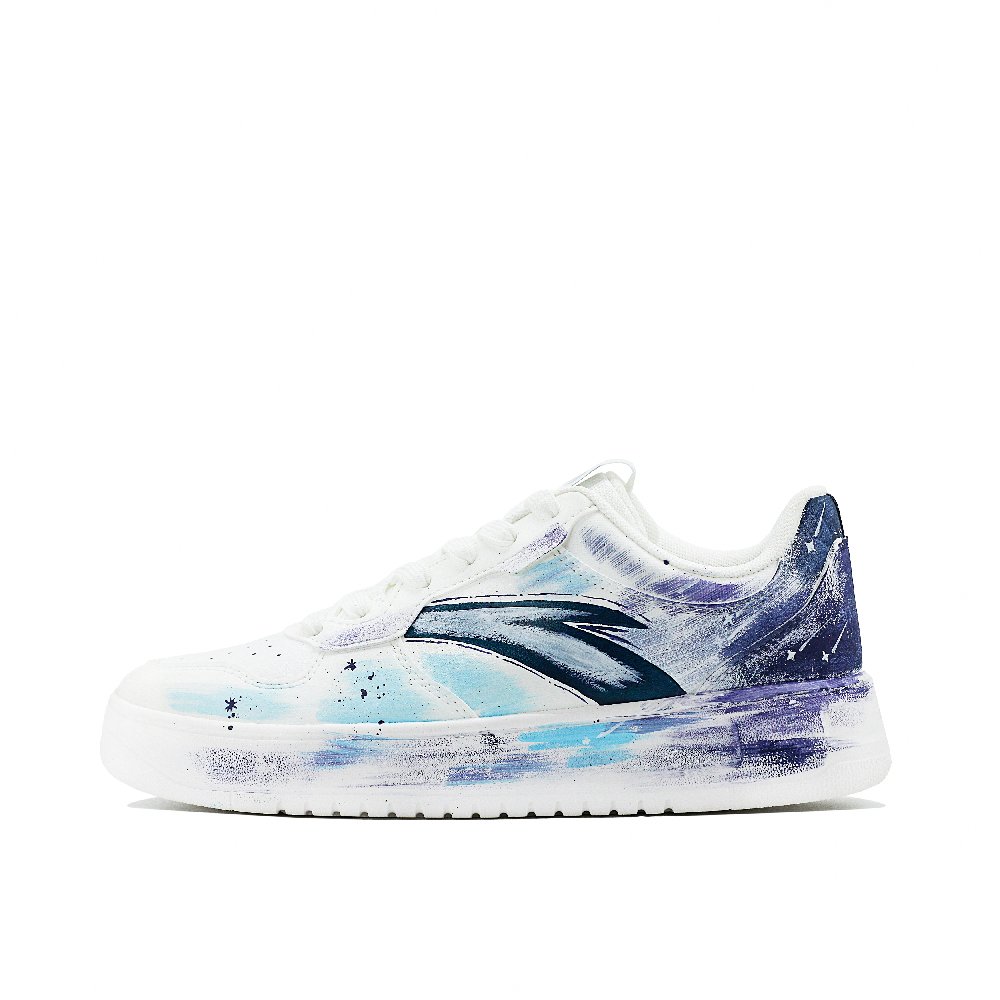 Anta Starry Sky Stroll Draw Yaa Manufacturing Lightweight Low-Top Skateboard Shoes Men's White Blue Purple