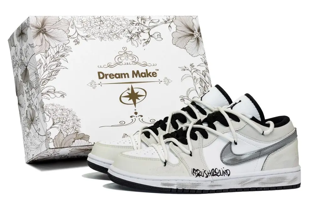 Jordan Air Jordan 1 Freeformism Cushioning Low top Vintage Basketball Shoes Unisex Tea White