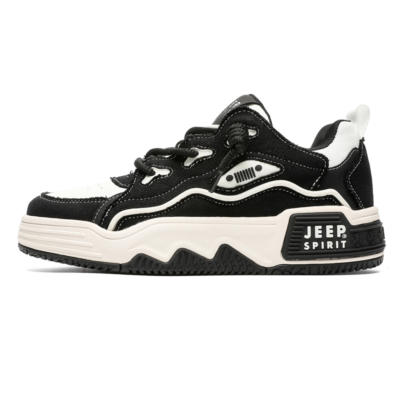 JEEP SPIRIT Low-Top Puffy Skateboard Shoes Unisex Graphite Black