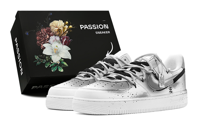 Nike Air Force 1 Low Air Force 1 CNY Gift Ink Splatter Hook Urban Techwear Low-Top Skateboard Shoes Men's Gray White