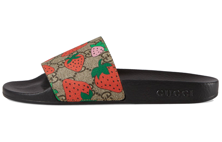 GUCCI GG Supreme Slide Sandals "Strawberry" Women's