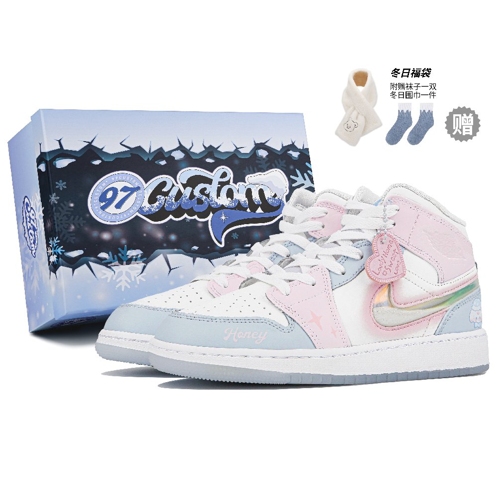 Jordan Air Jordan 1 Mid Top Vintage Basketball Shoes GS White Pink