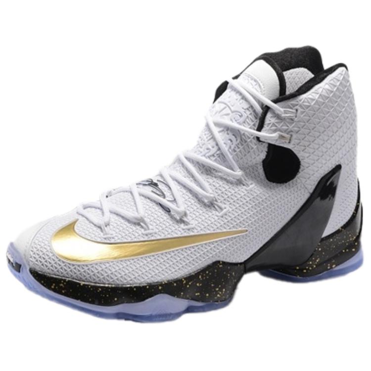 Nike Lebron 13 Elite Anti Slip Wear Resistant High Top Basketball Shoes Men's White Gold