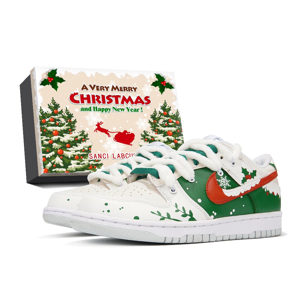 Nike Dunk Low-Top Skateboard Shoes Men's White Green