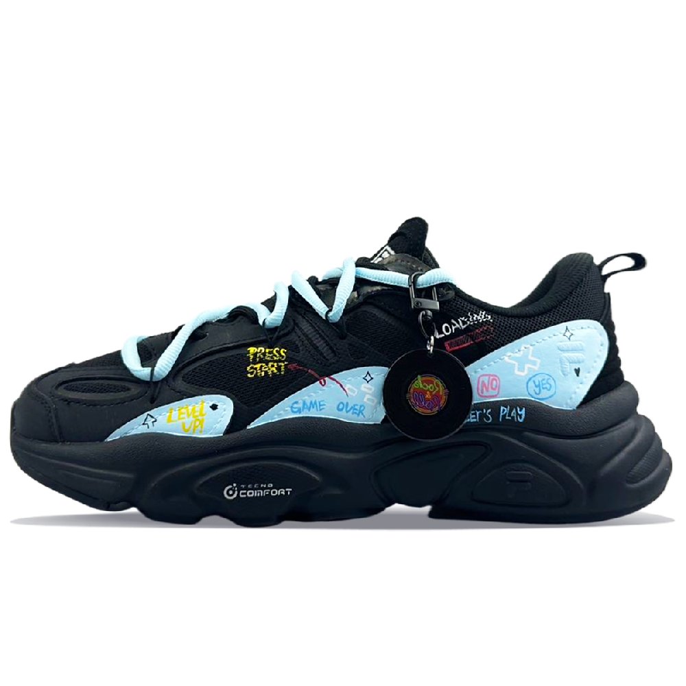 FILA Mars 2 Shock Absorbers With Slip Resistant And Abrasion Resistant Properties Low Top Casual Shoes Men's Black Blue