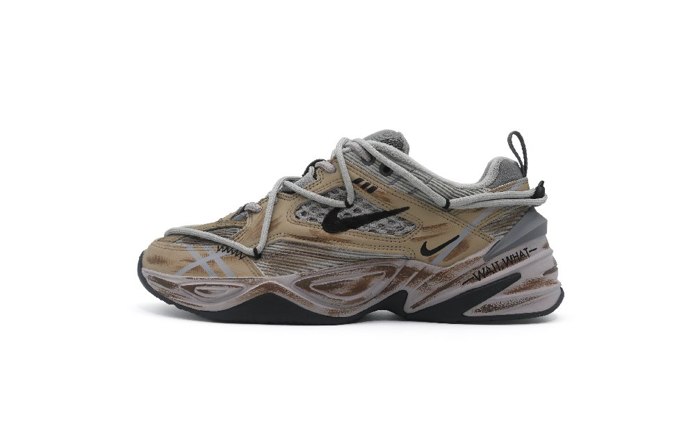 Nike M2K Tekno Slip Resistant Low Top Chunky Sneakers Unisex Gray Brown