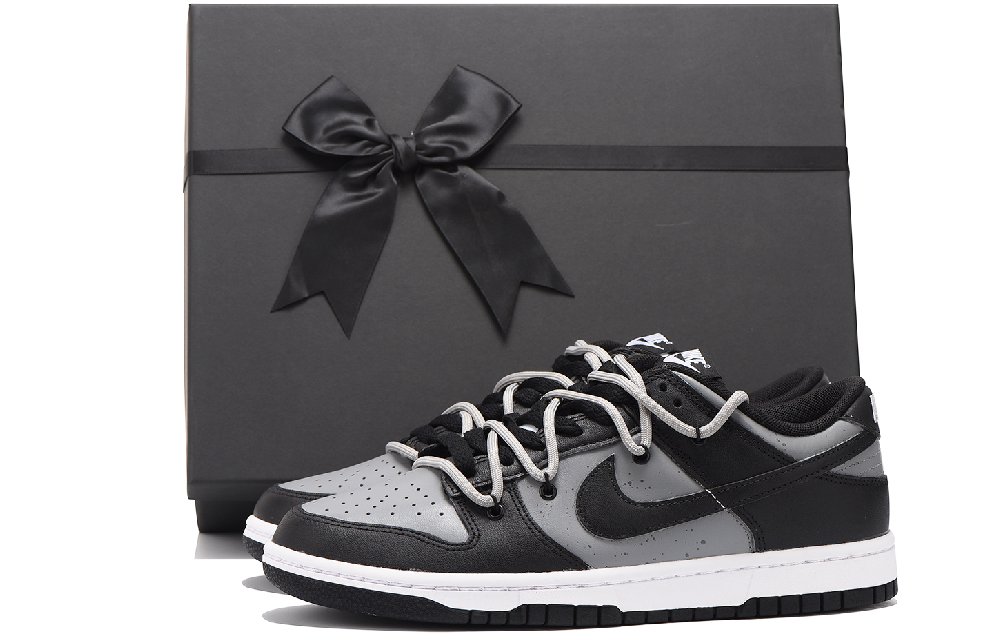 Nike Dunk Coverage Impact Resistance Wear-Resistant Low-Top Skateboard Shoes GS Black Gray