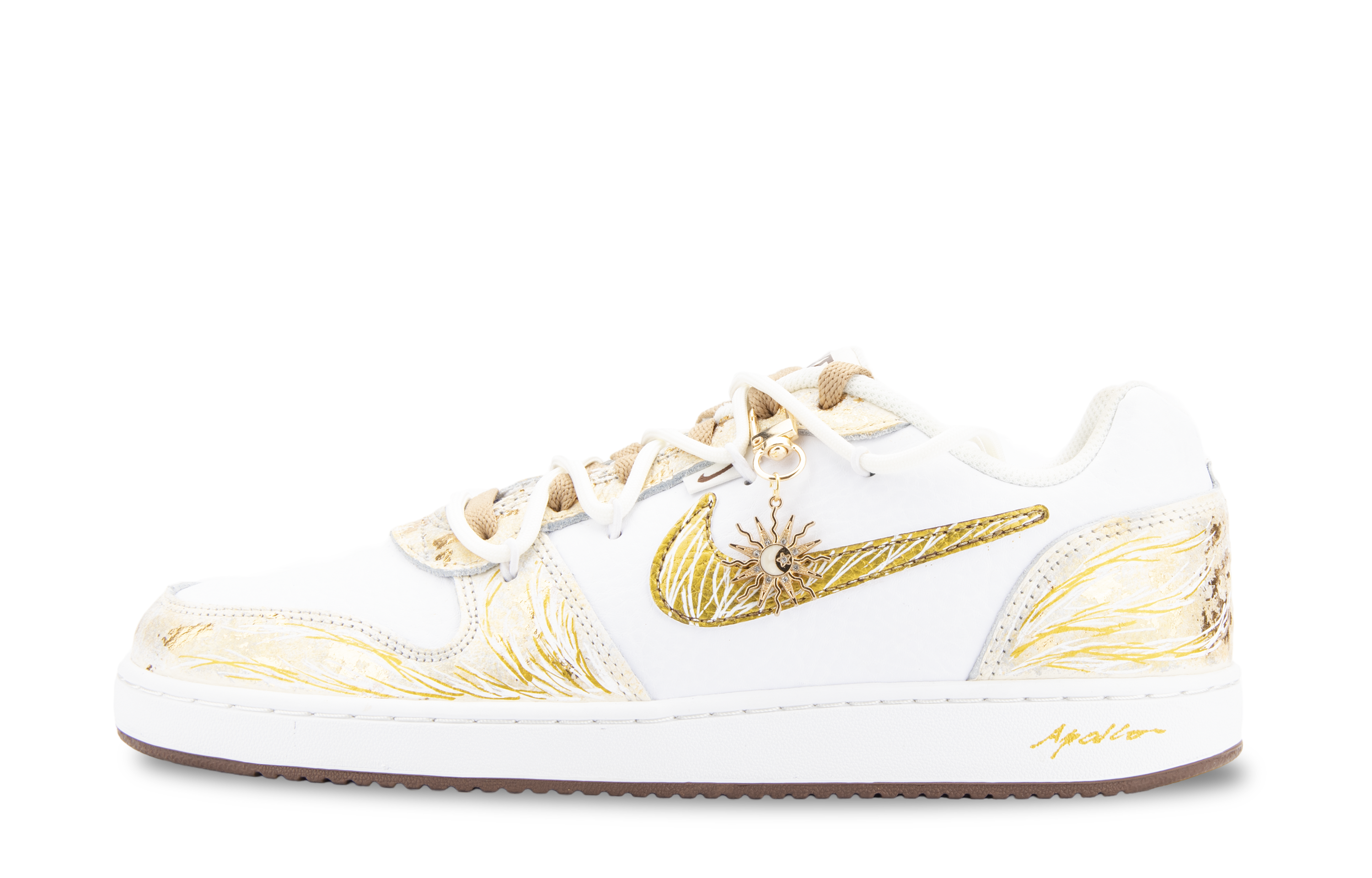 Nike EBERNON Apollo, The Sun God Slip Resistant Abrasion Resistant Low top Skateboard Shoes Unisex White Gold