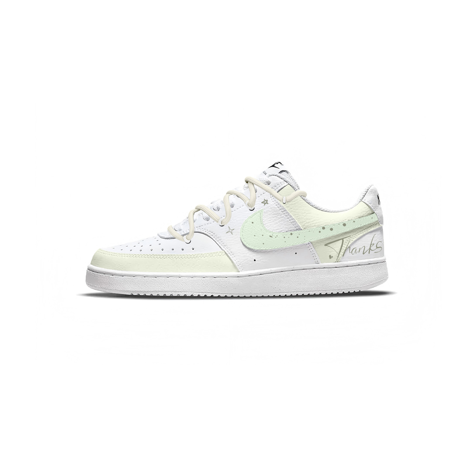 Nike Court Vision 1 The Classmate Next To You Abrasion Resistant Low top Skateboard Shoes Unisex White Green
