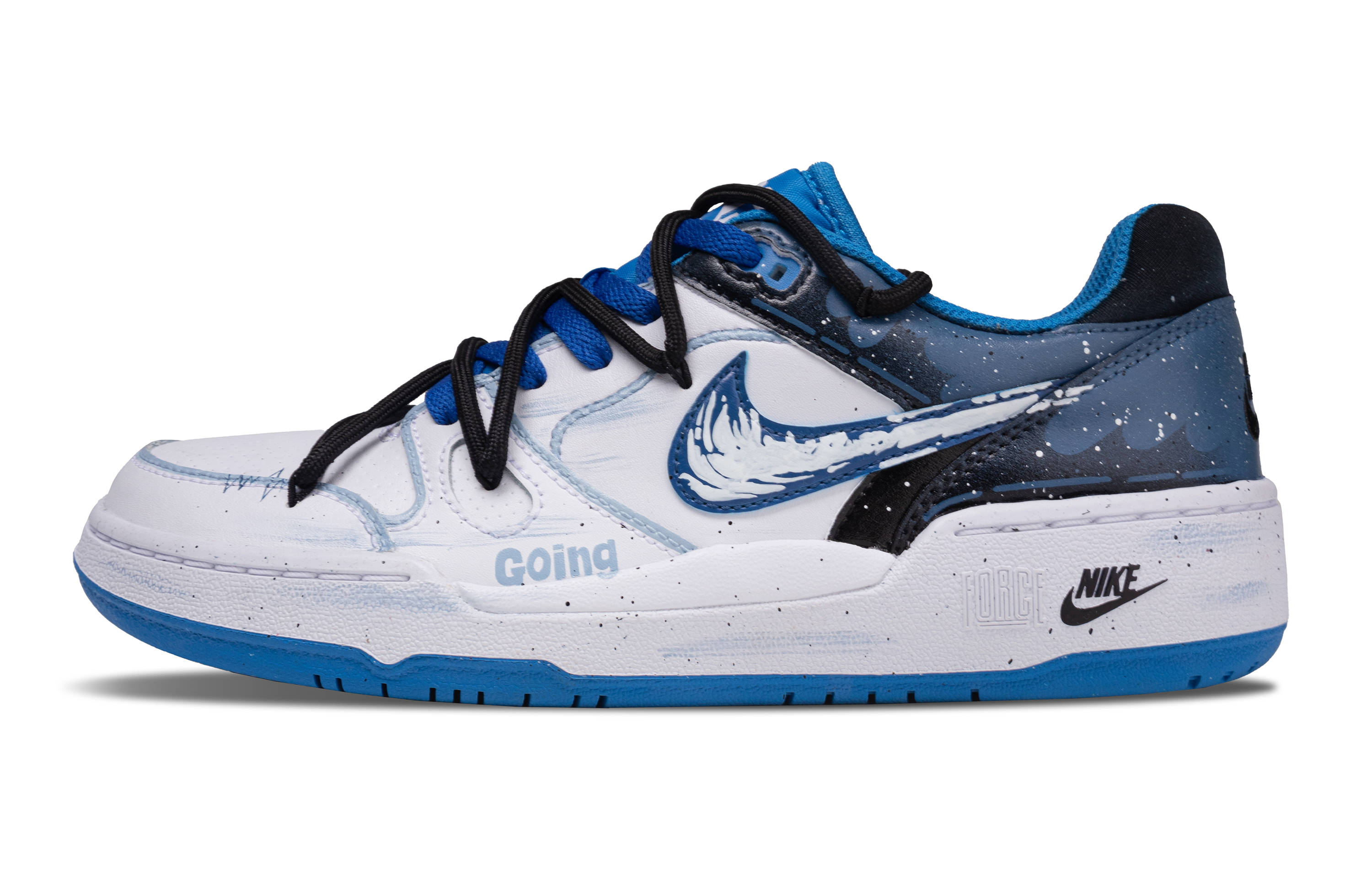 Nike Full Force Abrasion Resistant Low top Skateboard Shoes Men's White Blue