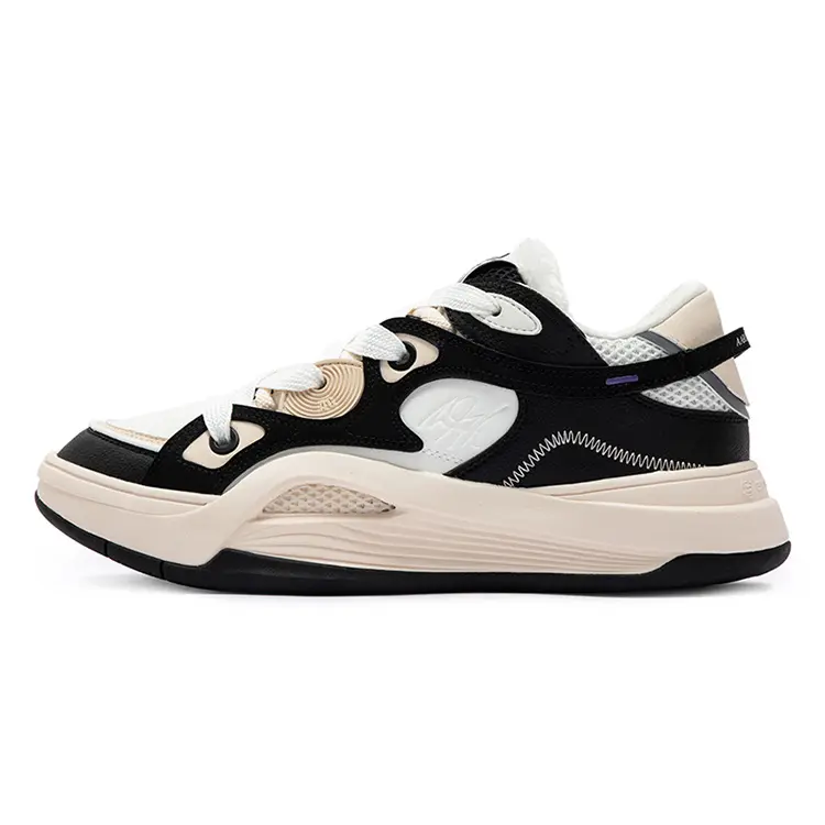361° Warm Wear-Resistant Slip-Resistant Low-Top Skateboard Shoes Unisex White Black