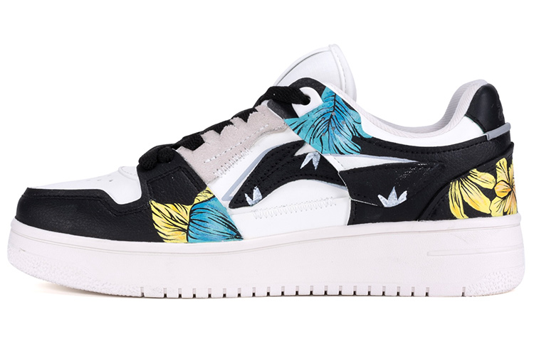 LiNing Tianji Hawaii Plant Low Top Skateboard Shoes Women's Black White
