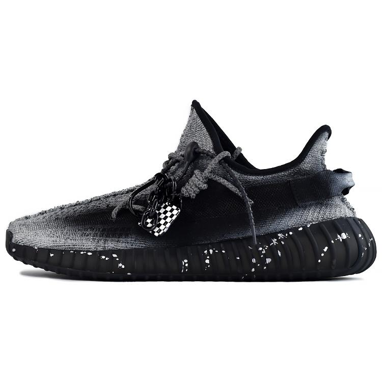 Adidas Originals Yeezy Boost 350 V2 Misty Mountain Checkerboard Breathable Low-Top Casual Shoes Unisex Black Silver