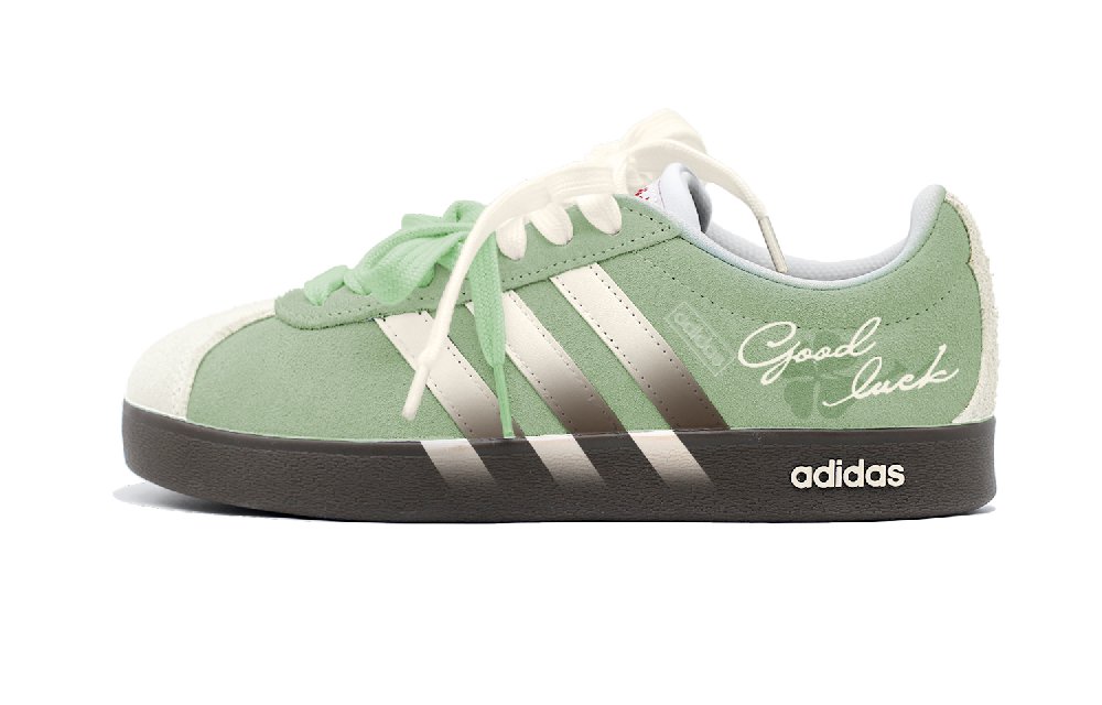 Adidas VL COURT 2.0 Lucky Four Leaf Clover Low Top Skateboard Shoes Unisex Green