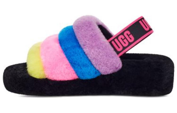 UGG Fluff Yeah Slide Black Taffy Pink Multi Women's