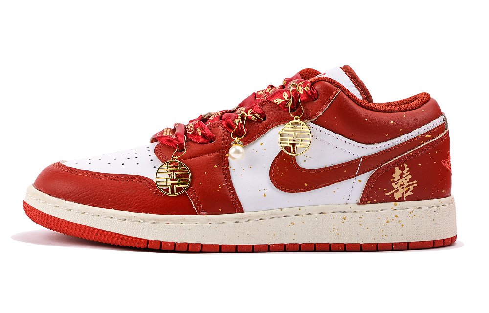 Jordan Air Jordan 1 Slip Resistant And Abrasion Resistant Coverage Low Top Vintage Basketball Shoes Unisex Red