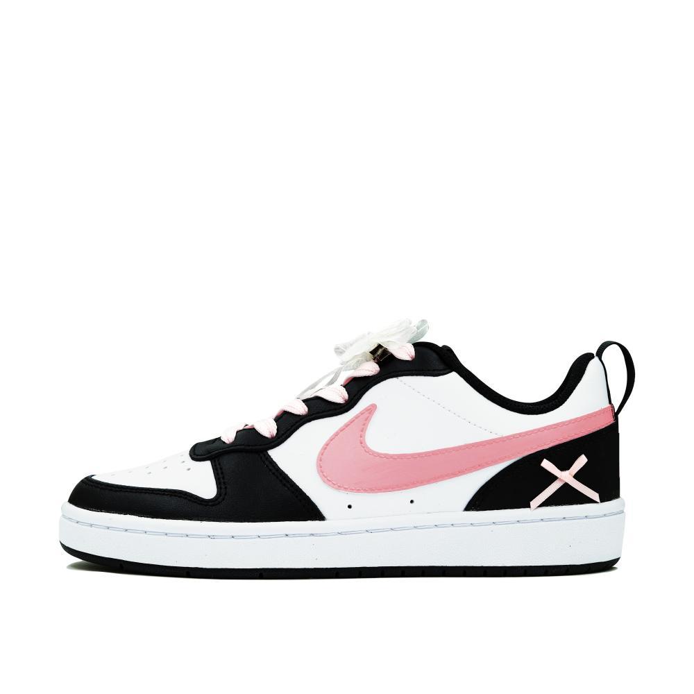 Nike Court Borough Skateboard Shoes Women's Low-Top Black Pink/White