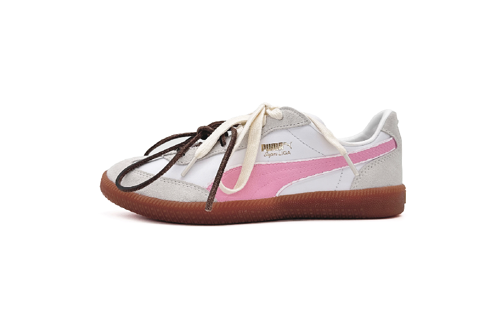 PUMA Super Liga Og Anti-Slip Wear-Resistant Low-Top Skateboard Shoes Unisex White Pink