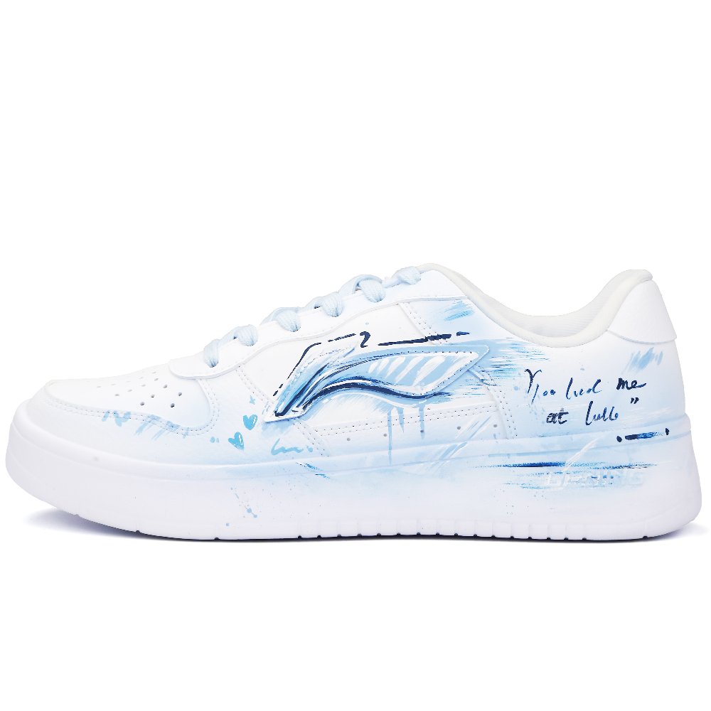 LiNing Pontoon Boats Slip-Resistant Cushioning Wear-Resistant Low-Top Skateboard Shoes Unisex Blue White