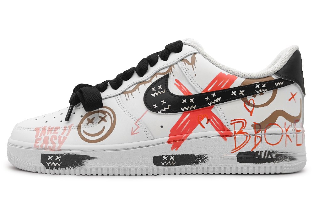 Nike Air Force 1 Low-Top Skateboard Shoes Men's Red Brown