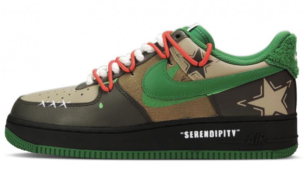 Nike Air Force 1 Low-Top Skateboard Shoes Men's Brown Green