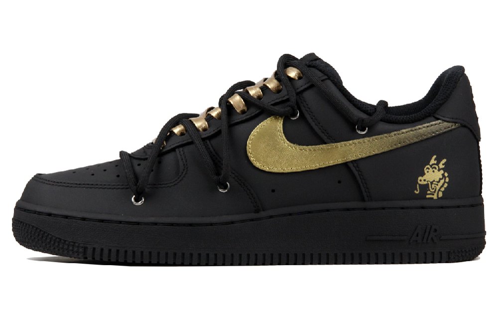 Nike Air Force 1 Low 07 Black Warrior Coverage Low-Top Skateboard Shoes Unisex Matte Black Gold