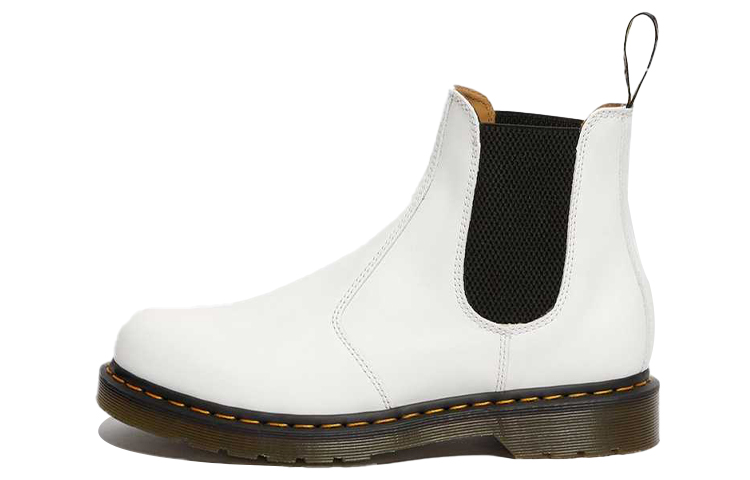 Dr.Martens 2976 Yellow Stitch Smooth Leather Chelsea Boots 'White'