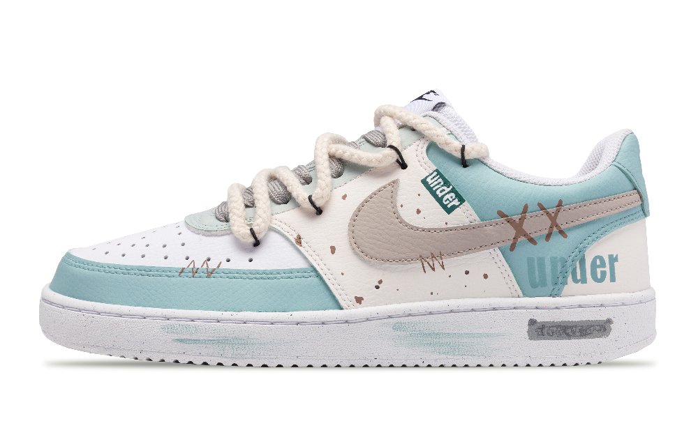 Nike Court Vision 1 Landing Anti-Slip Wear-Resistant Low-Top Skateboard Shoes Men's White Green