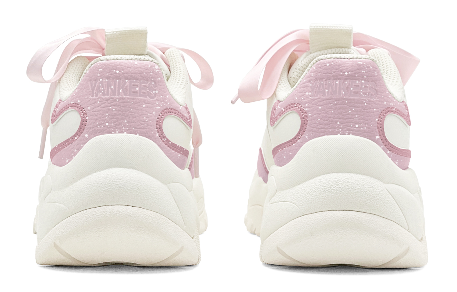 MLB Big Ball Chunky Anti Slip Wear Resistant Low Top Chunky Sneakers Unisex Beige Pink