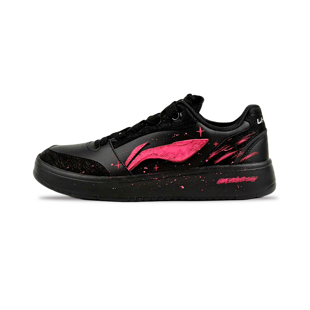 LiNing Yuanbao V3 Coverage Slip Resistant And Abrasion Resistant Low Top Skateboard Shoes Men's Black Rose Red