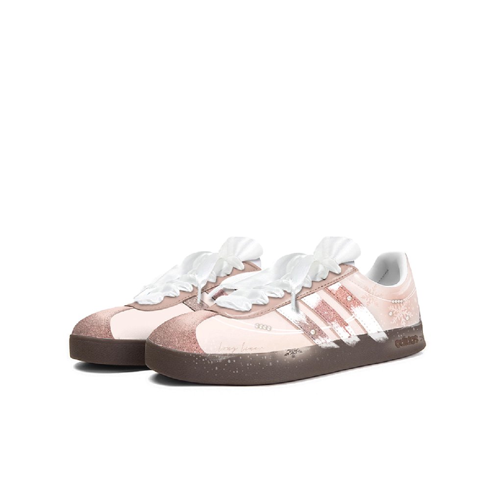 Adidas Neo VL Court 2.0 Freedom Panda, Box, Falling Snow Shock Absorbers Low Top Skateboard Shoes Unisex Pink Brown