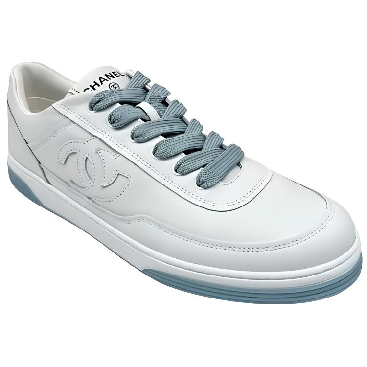 CHANEL Low top Skateboard Shoes Men's White Blue
