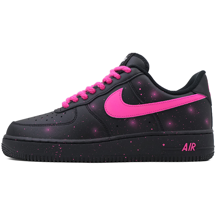 Nike Air Force 1 Abrasion Resistant Low Top Skateboard Shoes Unisex Black Rose Red