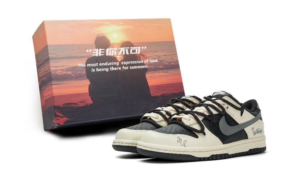 Nike Dunk Abrasion Resistant Low Top Skateboard Shoes Unisex Beige Gray Black