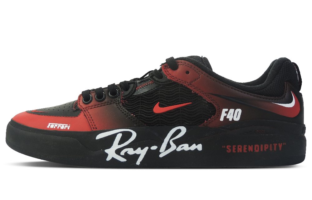 Nike SB Ishod Extreme Collection Wind And Shadow Slip-Resistant Low-Top Skateboard Shoes Unisex Black Red