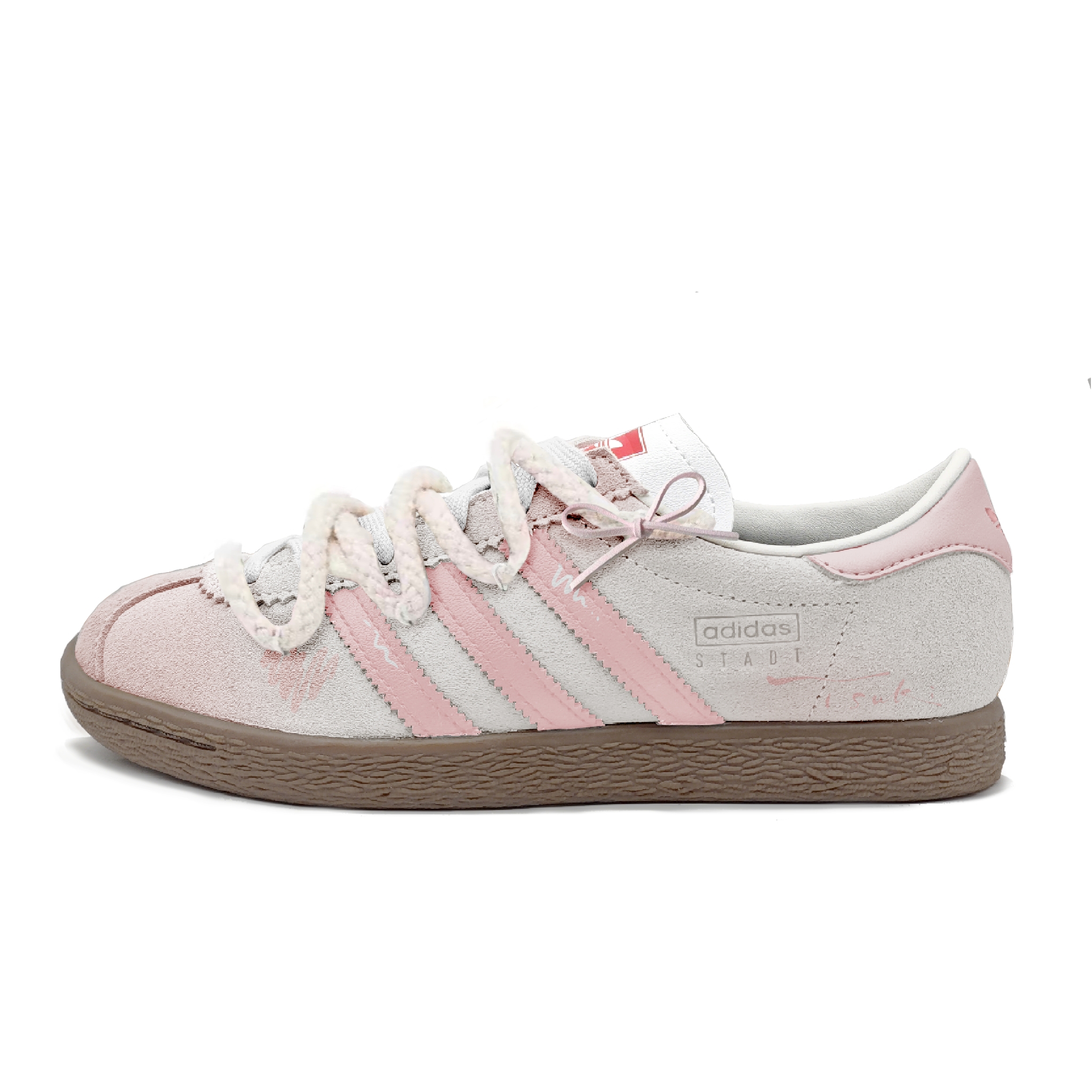 Adidas Originals Stadt Pink Undertone Light Step Slip Resistant Low top Skateboard Shoes Unisex