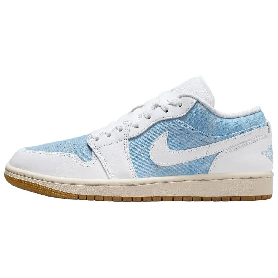 Jordan Air Jordan 1 Slip Resistant Abrasion Resistant Low top Vintage Basketball Shoes Women's Blue White