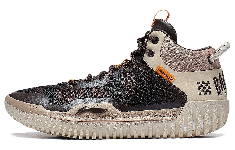 LiNing Badfive 3 Cushioning, Wear Resistant Mid top Basketball Shoes Men's Umber