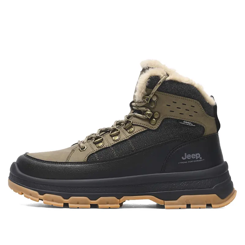 Jeep Warm Wear-Resistant Height Increasing Slip-Resistant Coverage Short Snow Boots Men's Khaki