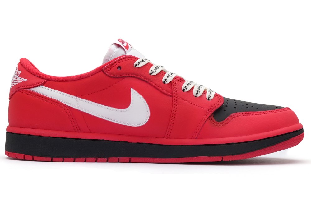 Jordan Air Jordan 1 Cushioned Slip-Resistant Abrasion-Resistant Low-Top Vintage Basketball Shoes Unisex Black Red White