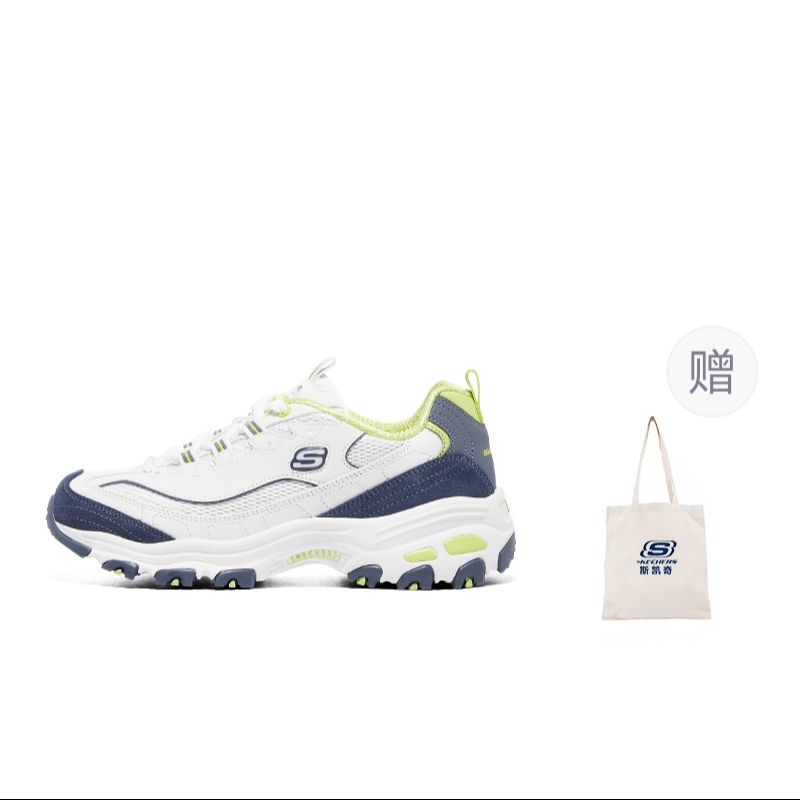 Skechers D'LITES 1.0 Low Top Chunky Sneakers Women's White Blue Green