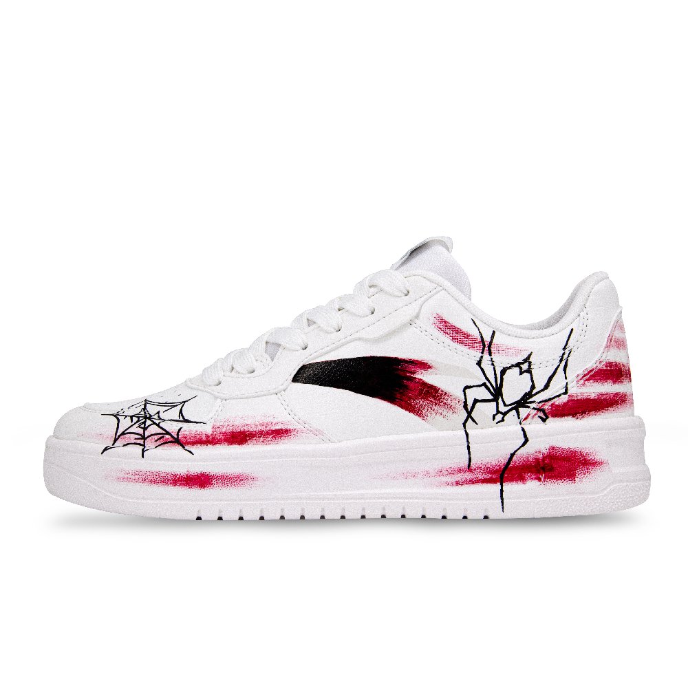 Anta Relaxed Abrasion Resistant Breathable Slip Resistant Low Top Skateboard Shoes Unisex Red White