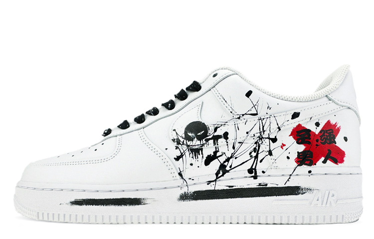 Nike Air Force 1 Low Air Force 1 Low-Top Skateboard Shoes Men's Black White Red